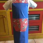 Tablier 10 ans CHEVAUX bleu foncé 1 atelier-béarnais