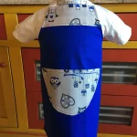 Tablier 4 ans CHOUETTES bleu roi 1 atelier-béarnais