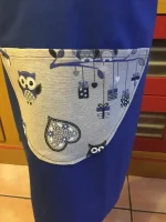 Tablier 4 ans CHOUETTES bleu roi 2 atelier-béarnais