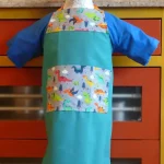 Tablier 6 ans DINOSAURES vert menthe 1 atelier-béarnais