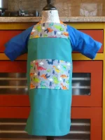 Tablier 6 ans DINOSAURES vert menthe 1 atelier-béarnais