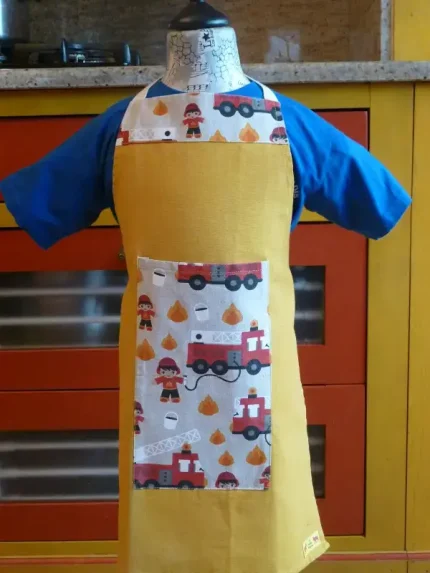 Tablier 6 ans POMPIERS jaune Bahia 1 atelier-béarnais