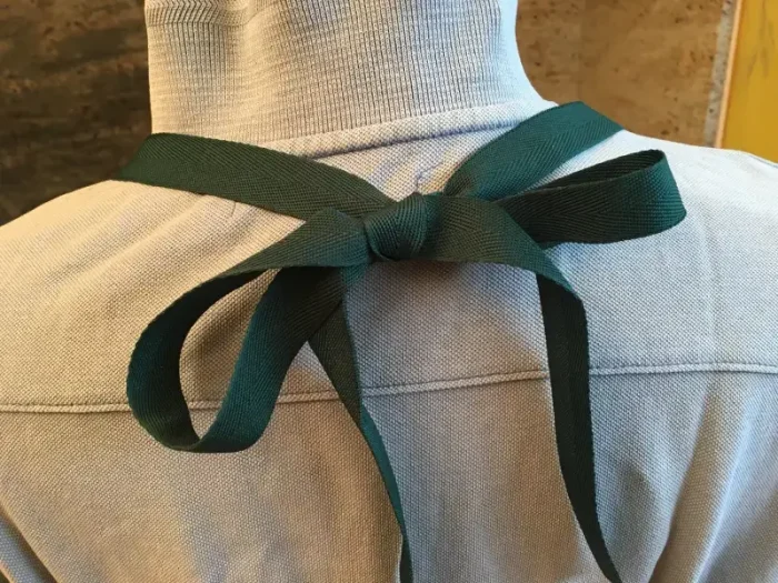 Tablier brodé 1 VACHE BEARNAISE EN FRANCE vert sapin 4 atelier-bearnais