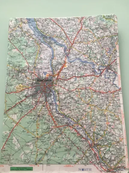 Carnet de dessin recouvert de la carte routière GIRONDE grand format 1 atelier-bearnais