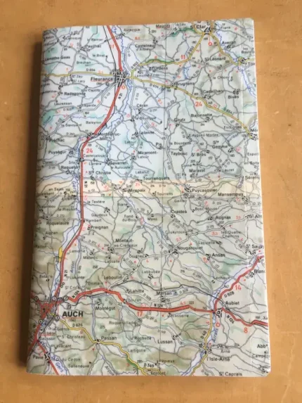 Carnet de notes recouvert de la carte routière AUCH grand format 1 atelier-béarnais