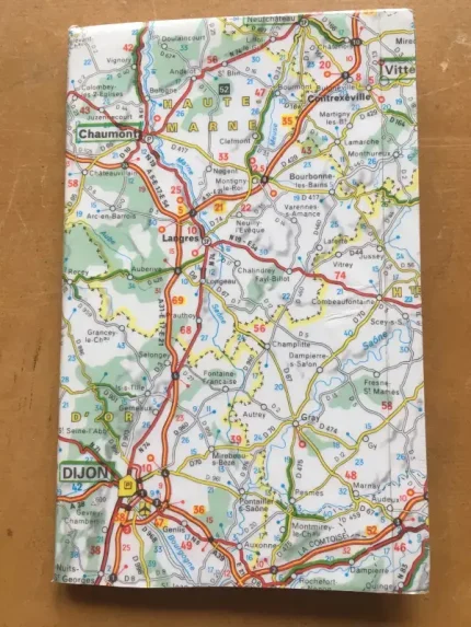 Carnet de notes recouvert de la carte routière DIJON moyen format 1 atelier-béarnais