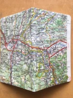 Carnet de notes recouvert de la carte routiere Montrejeau moyen format 3 atelier-bear