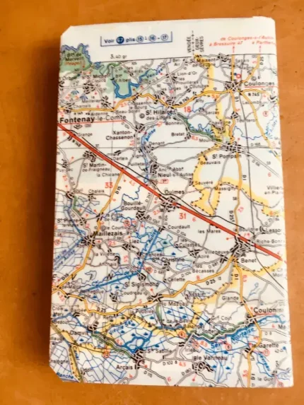 Carnet de notes recouvert de la carte routière NIORT moyen format 2 atelier-béarnais