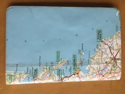 Carnet de notes recouvert de la carte routière POITOU-CHARENTE grand format 2 atelier-béarnais
