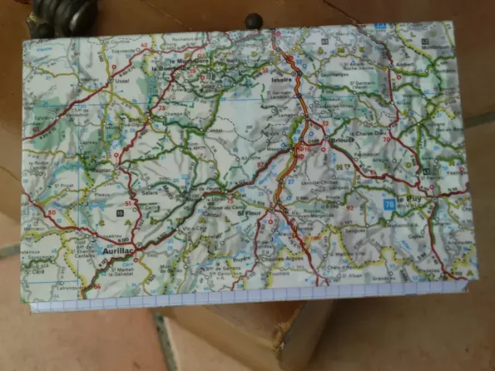 Carnet de notes recouvert de la carte routière VICHY grand format 2 atelier-béarnais