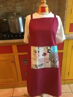 Tablier avec poche imprimée PARTY EN 53 AUX USA rouge foncé 1 atelier-béarnais