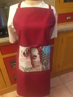 Tablier avec poche imprimée PARTY EN 53 AUX USA rouge foncé 3 atelier-béarnais