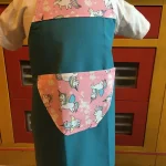 Tablier 4 ans LICORNE bleu canard 1 atelier-béarnais