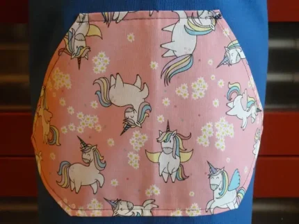 Tablier 6 ans LICORNE bleu canard 2 atelier-béarnais