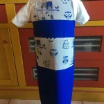 Tablier 8 ans CHOUETTES bleu roi 1 atelier-béarnais