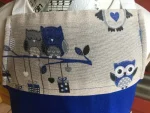 Tablier 8 ans CHOUETTES bleu roi 3 atelier-béarnais