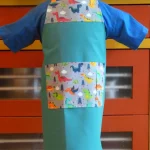 Tablier 8 ans DINOSAURES vert menthe 1 atelier-béarnais