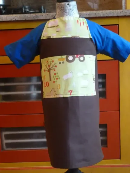 Tablier 8 ans FERME marron 1 atelier-béarnais