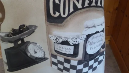 Tablier avec poche imprimée CONFITURES blanc cassé 2 atelier-béarnais