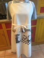 Tablier avec poche imprimée CONFITURES blanc cassé 3 atelier-béarnais