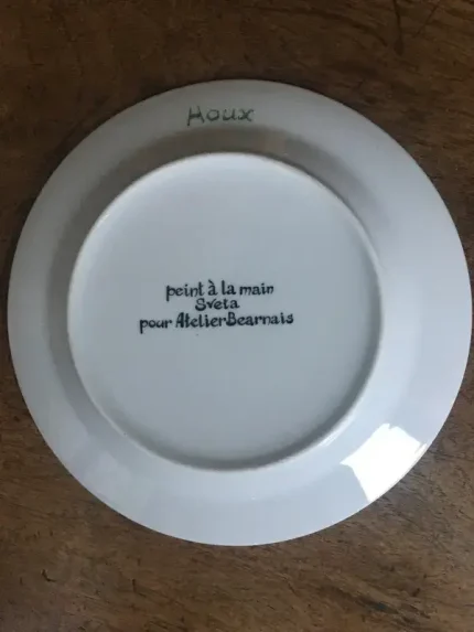 ASSIETTE-DEVINETTE à dessert HOUX blanche 2 atelier-bearnais