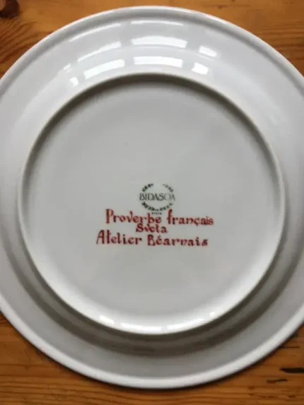 ASSIETTE-DEVINETTE plate PROVERBE FRANCAIS rouge tomette 2 atelier-bearnais