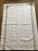 Essuie-verres brodé d_1 VACHE BEARNAISE en coton et lin blanc_chocolat atelier-bearnais 1