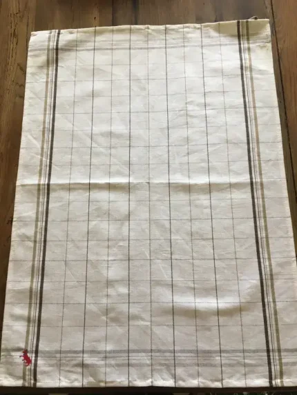 Essuie-verres brodé d_1 VACHE BEARNAISE en coton et lin blanc_chocolat atelier-bearnais 1