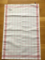 Essuie-verres en coton et lin blanc_rouge 1