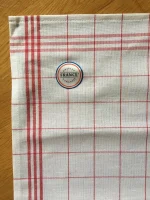 Essuie-verres en coton et lin blanc_rouge 2