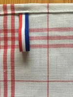 Essuie-verres en coton et lin blanc_rouge 3