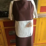 Tablier avec poche imprimée PECHE marron 1 atelier-bearnais