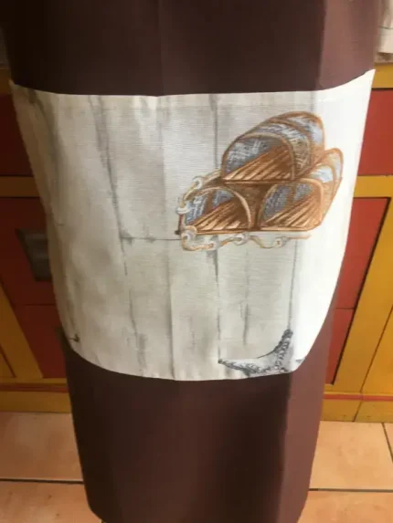 Tablier avec poche imprimée PECHE marron 2 atelier-bearnais