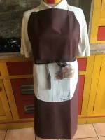 Tablier avec poche imprimée PECHE marron 3 atelier-bearnais