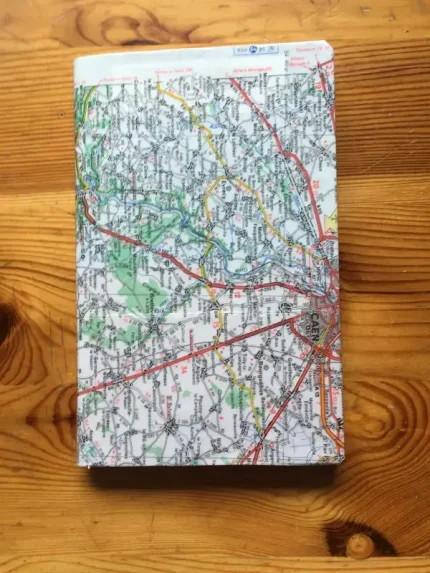 Carnet de route recouvert de la carte routière CAEN grand format 1 atelier-béarnais