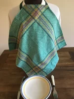 Serviette vintage à SCRATCH grande coton vert vif 1 atelier-bearnais