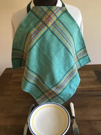 Serviette vintage à SCRATCH grande coton vert vif 1 atelier-bearnais