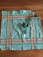 Serviette vintage à SCRATCH grande coton vert vif 2 atelier-bearnais