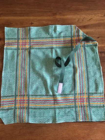 Serviette vintage à SCRATCH grande coton vert vif 2 atelier-bearnais