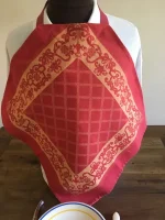 Serviette vintage à SCRATCH moyenne polycoton rouge tomette 1 atelier-béarnais