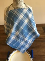 Serviette vintage à SCRATCH petite coton bleu pastel 1 atelier-béarnais