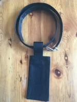 Etui de ceinture en toile de jeans noire pour lunettes OU portable 1 atelier-bearnais